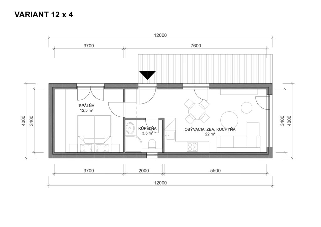 mobilny dom Neapol podorys 12x4